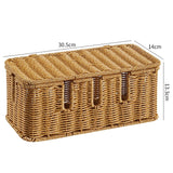 Handcrafted Rattan Cable Management Box Durable Rattan CableStorage Basket Cords Hider Box Desk Cord Organizer Space-Saving