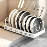 Slide Rail Pull Out Tray Organizer Adjustable Dish Storage Rack Practical Holder For Kitchen Cabinet Pots Pans Household