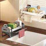 Kitchen Shelf with Pole. Sink Cloth Sponge Drain Faucet Sink Dishwashing Steel Wire Ball Sponge Wipe Storage, Tilted Water Tray