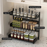 2/3 Tier Spice Storage Rack for Countertop Adjustable Spice Organization for Cabinet Kitchen Organizer Metal Shelf Black