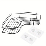 1pc Stainless Steel Corner Shower Caddy, No-Drilling Wall-Mounted Bathroom Organizer, Multi-functional Storage Shelf For Kitchen