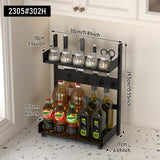 2/3 Tier Spice Storage Rack for Countertop Adjustable Spice Organization for Cabinet Kitchen Organizer Metal Shelf Black
