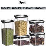 460-1800ml Sets Stackable Kitchen Sealed Jar Plastic Food Storage Box Multigrain Tank Bottle Dried Fruit Tea Storage Containers