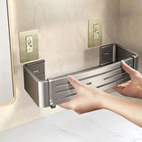 Space Aluminum Bathroom Shelf Self Adhesive Wall Mount Shower Rack No Drill Shampoo Hanger Bath Room Makeup Basket Storage Caddy