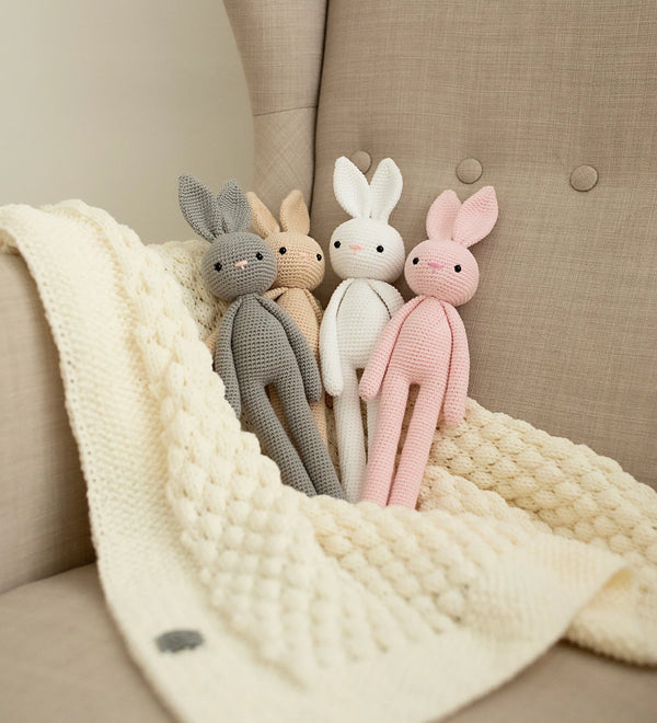 Crochet Bunny Toy for Baby, Handmade Baby Gift, Soft Cotton Bunny Plush, Newborn Keepsake, Baby Shower Gift, Neutral Baby Toy
